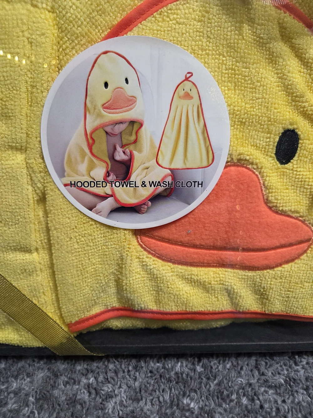 Yellow Duck Hooded Towel and Wash Cloth Set - Baby Bath Wrap